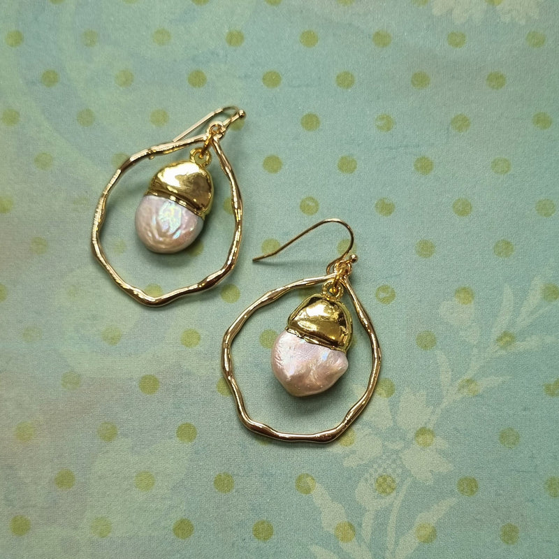 Baco Gold Baroque Pearl pendant Earrings