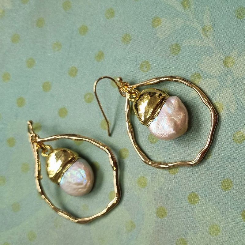 Baco Gold Baroque Pearl pendant Earrings