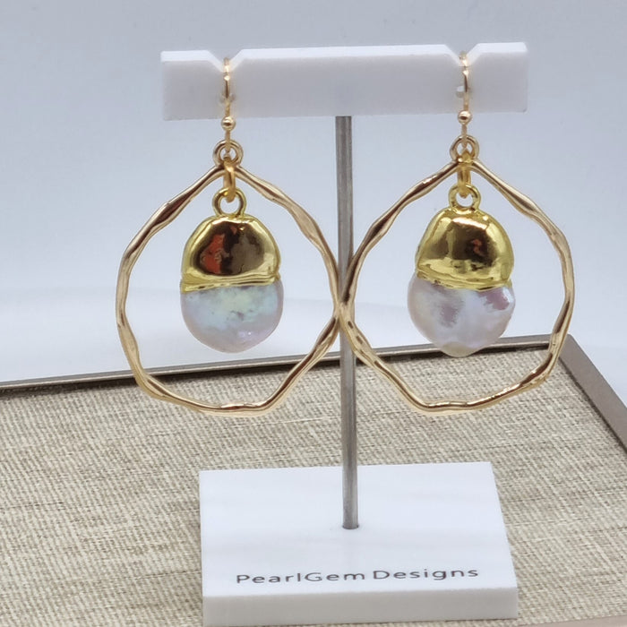 Baco Gold Baroque Pearl pendant Earrings