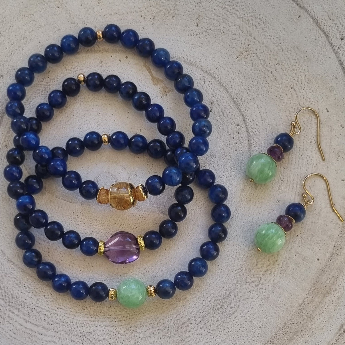 Deva Kyanite Bracelets Green Moonstone, Citrine & Amethyst