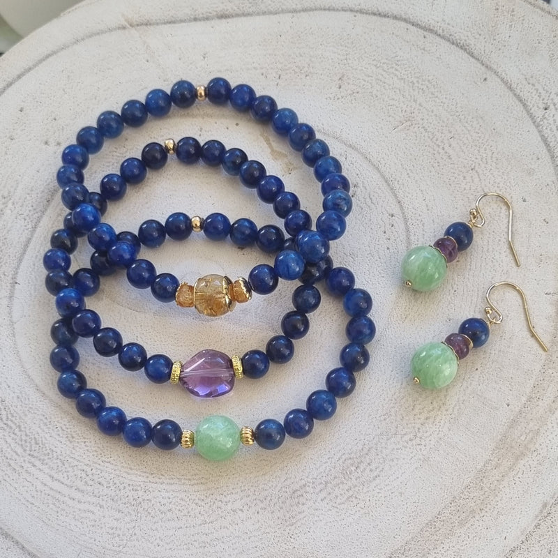 Deva Kyanite Bracelets Green Moonstone, Citrine & Amethyst