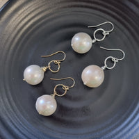 Samantha Large Pearl Earrings Sterling Silver or Gold Filled