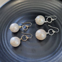 Samantha Large Pearl Earrings Sterling Silver or Gold Filled