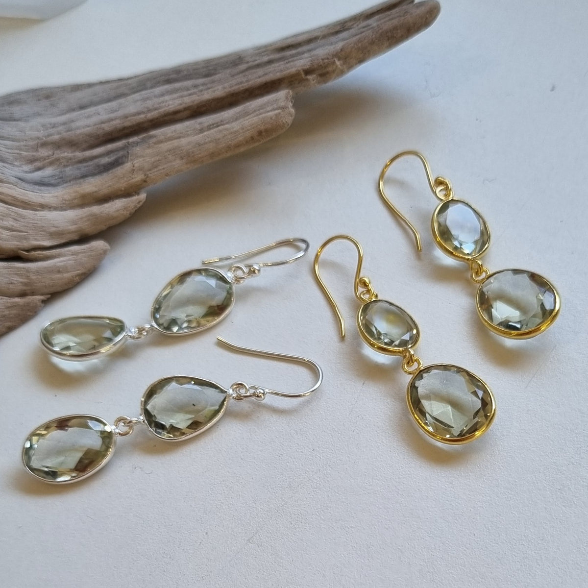 Luna Green Amethyst Sterling Silver Earrings