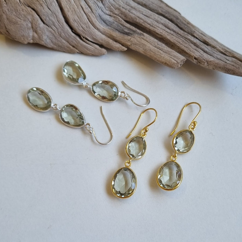 Luna Green Amethyst Sterling Silver Earrings