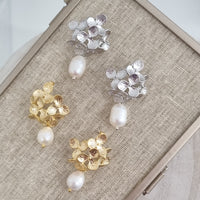 Margaret Flower Stud Freshwater Pearl Earrings