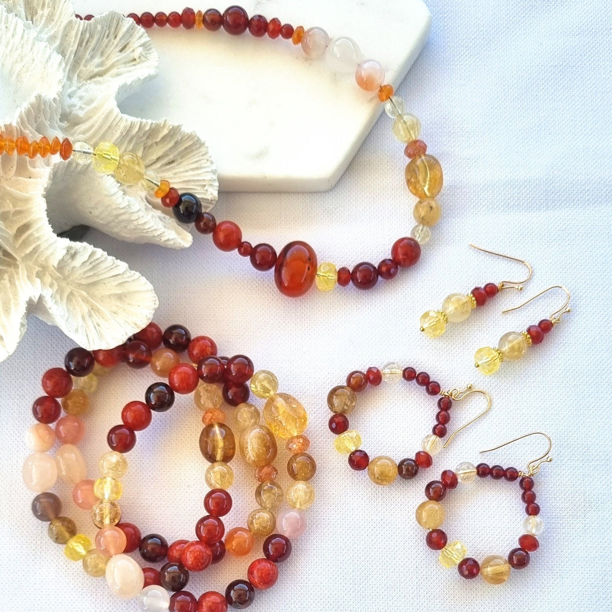 Sol Citrine & Carnelian Hoop Earrings