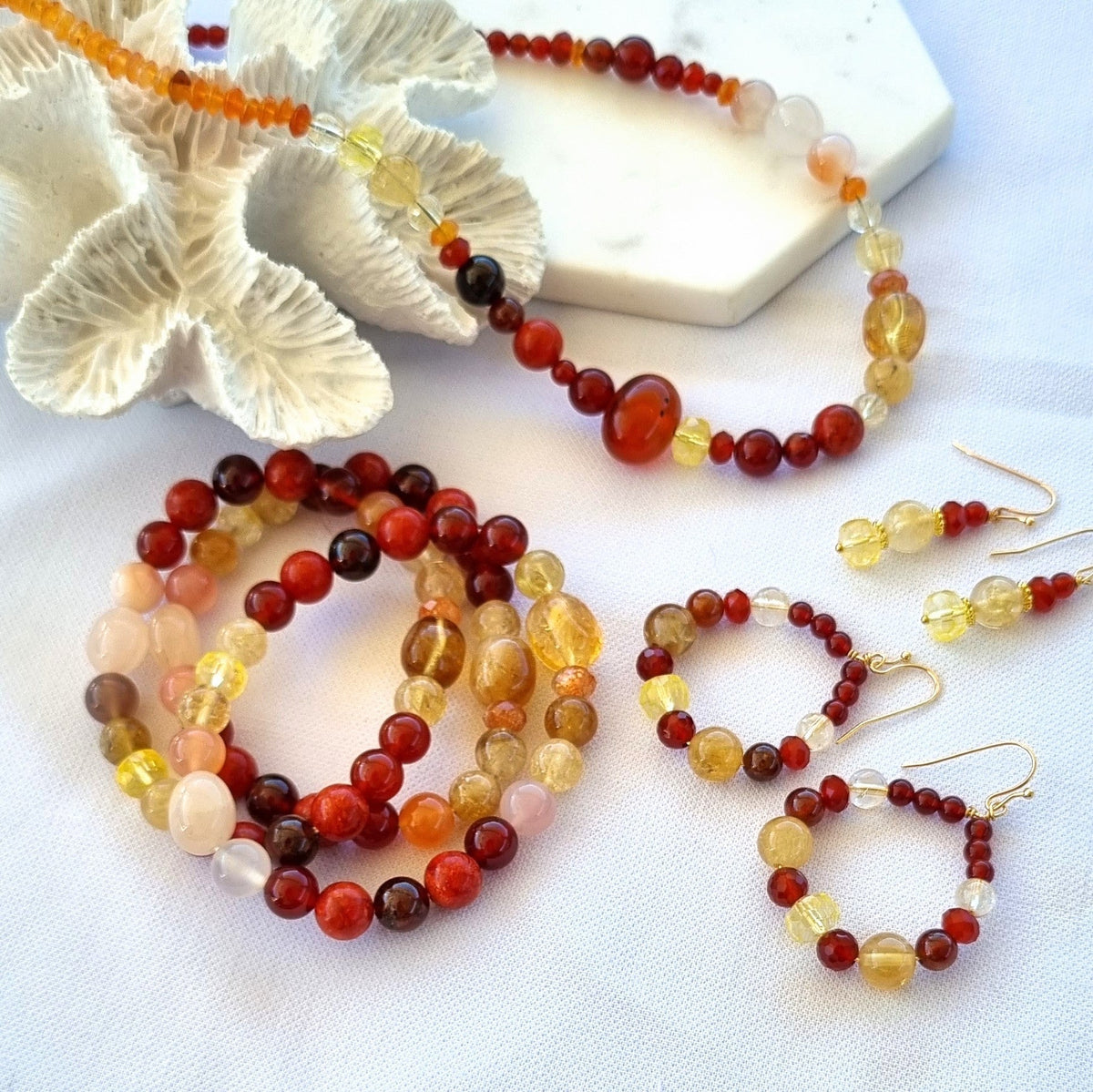 Sol Citrine & Carnelian Hoop Earrings