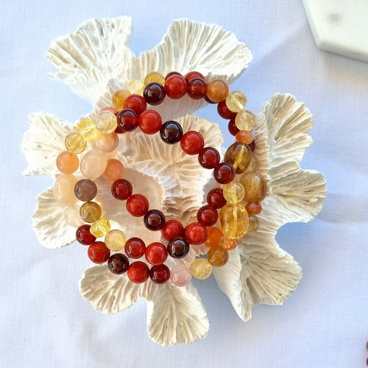 Sol Citrine, Garnet, Sunstone & Coral Necklace