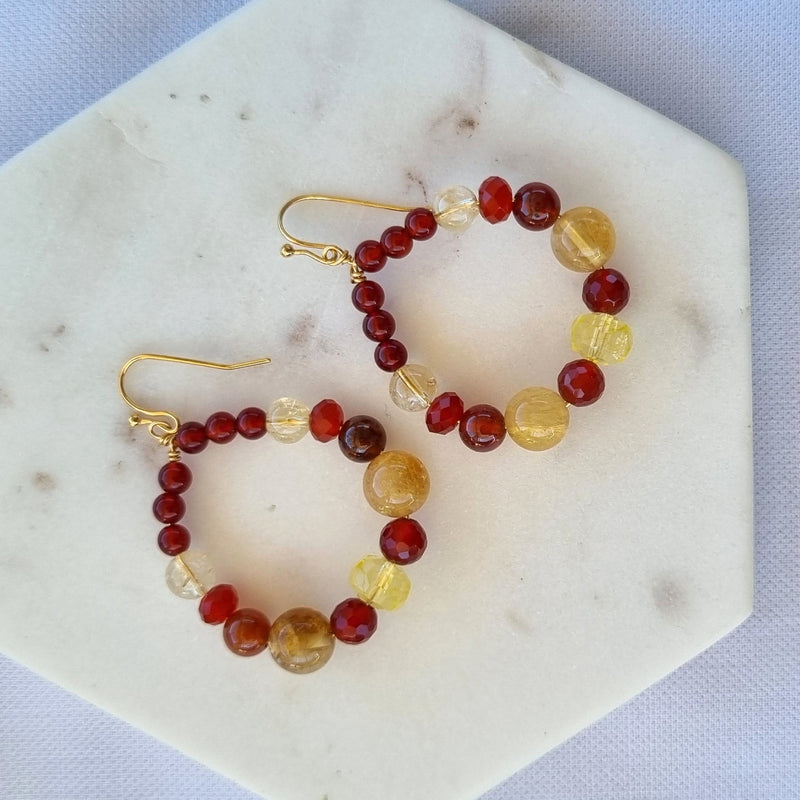 Sol Citrine & Carnelian Drop Earrings