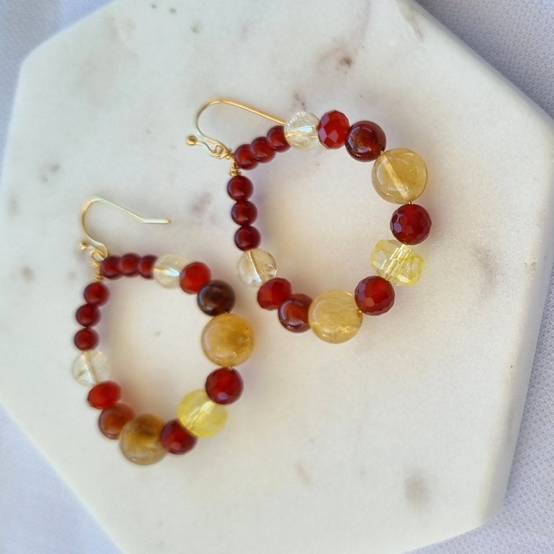 Sol Citrine & Carnelian Hoop Earrings