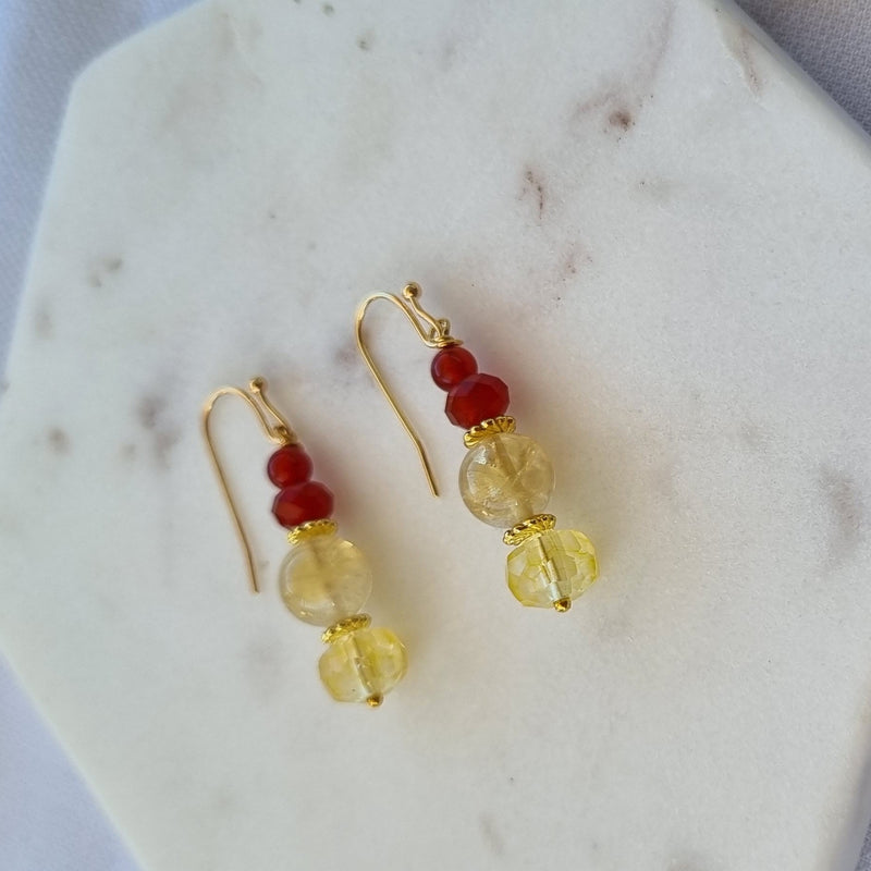 Sol Citrine & Carnelian Hoop Earrings