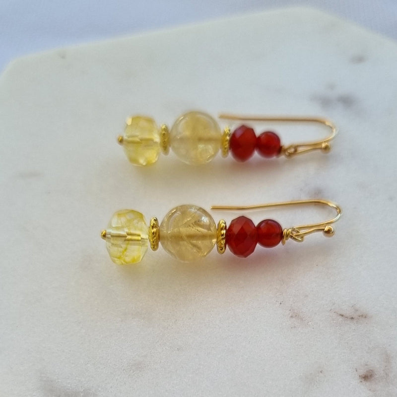 Sol Citrine & Carnelian Hoop Earrings