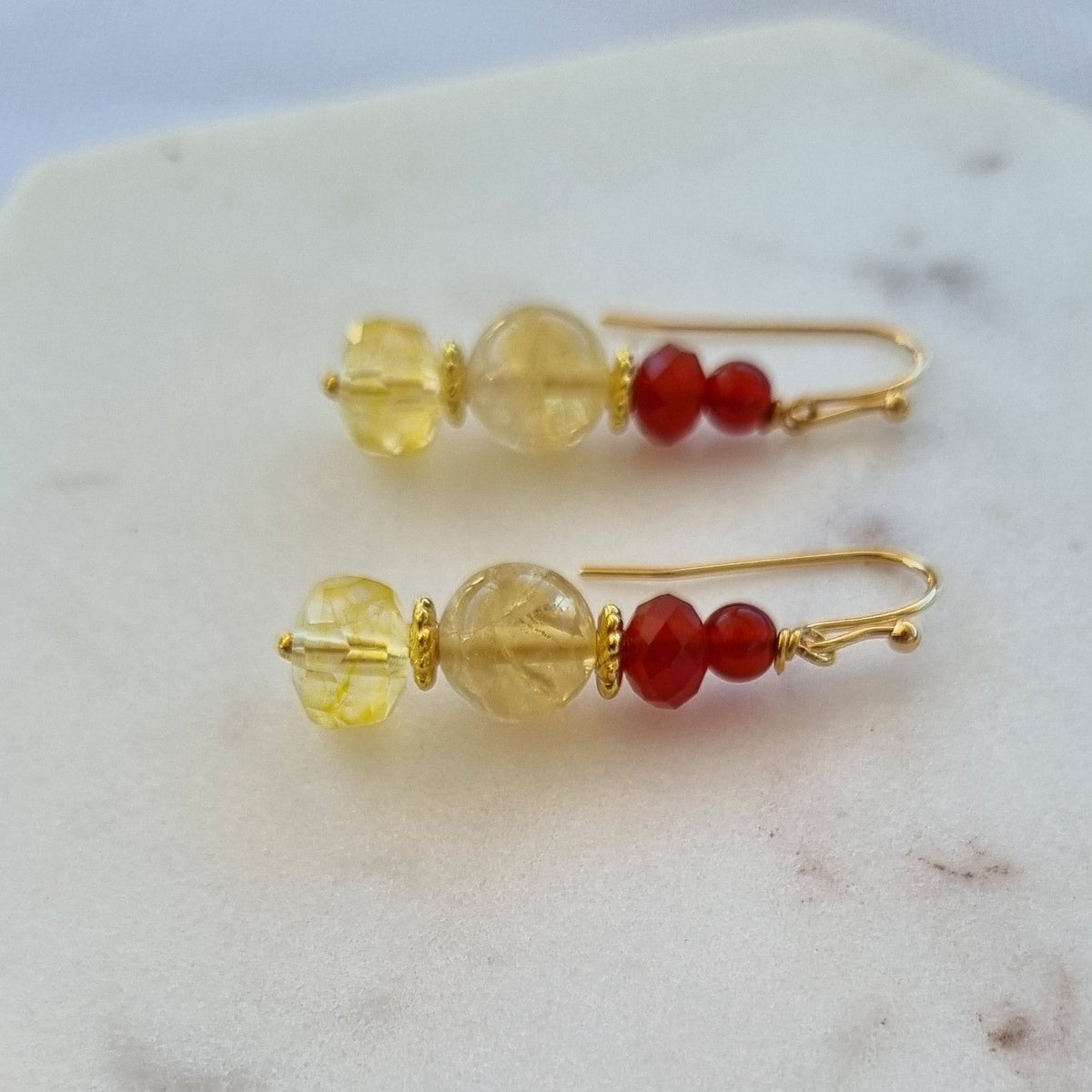 Sol Citrine & Carnelian Drop Earrings