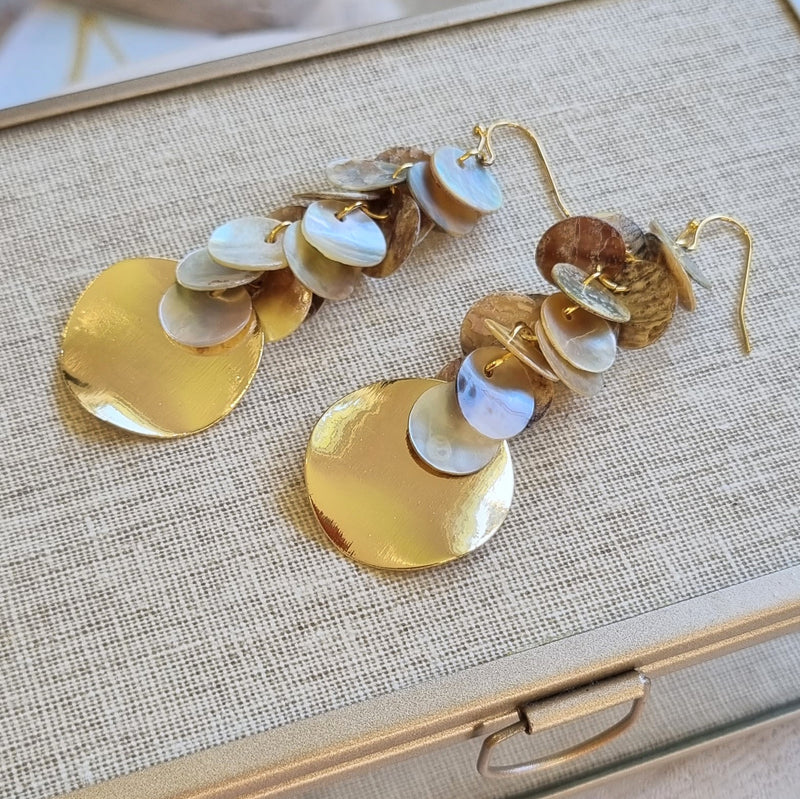 Rose Mother of Pearl Cluster Earrings