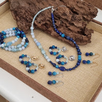 Azure Aquamarine, Blue Lace Agate, Apatite, Lapis and Kyanite Bracelet