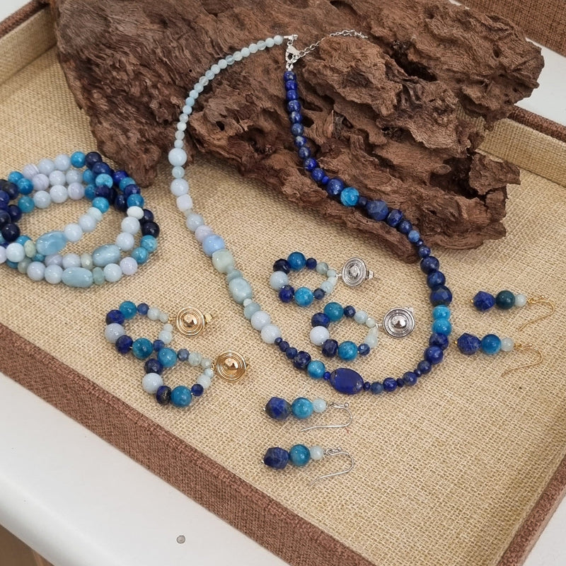 Azure Aquamarine, Blue Lace Agate, Apatite, Lapis and Kyanite Necklace