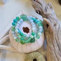 Verdi Chrysophrase, Amazonite, Prehnite, Aquamarine and Larimar Bracelet