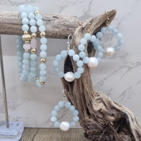 Nina Aquamarine & Freshwater Pearl Hoop Earrings