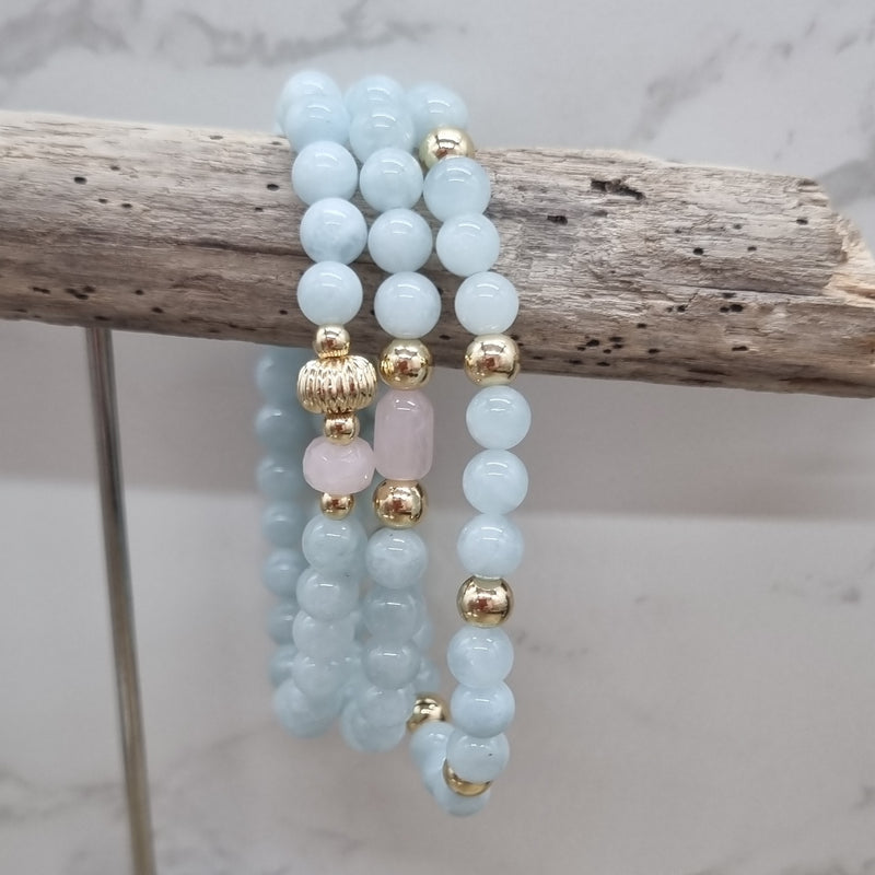 Nina Aquamarine & Freshwater Pearl Hoop Earrings