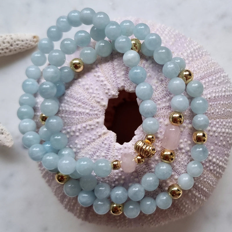 Nina Aquamarine & Rose Quartz Bracelets