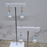 Nina Aquamarine & Freshwater Pearl Hoop Earrings