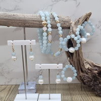 Nina Aquamarine & Freshwater Pearl Hoop Earrings