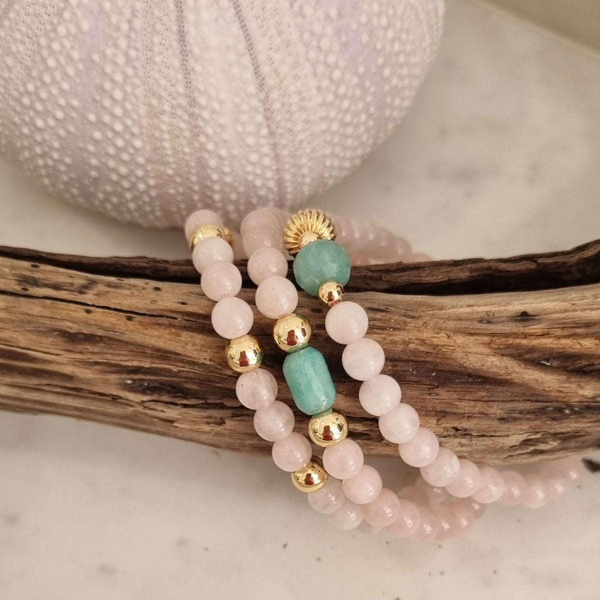 Nina Rose Quartz & Amazonite Bracelets