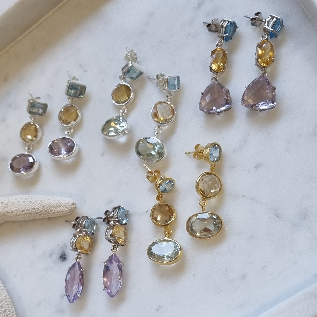 Amiri Citrine, Blue Topaz and Amethyst Earrings