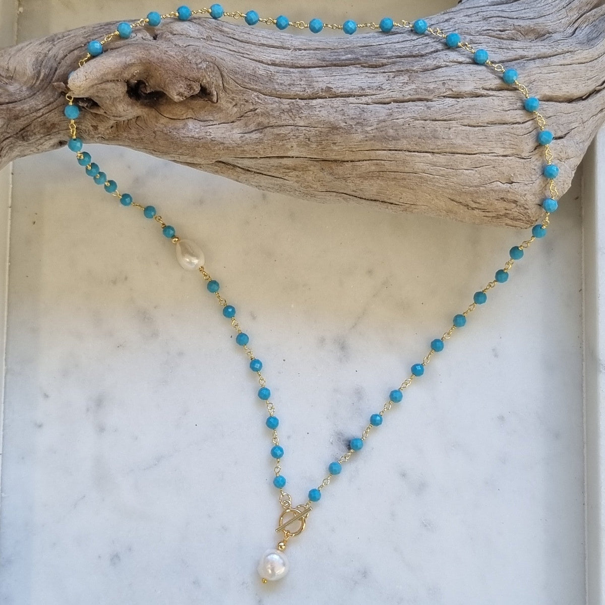 Duco Amazonite & Freshwater Pearl Necklace