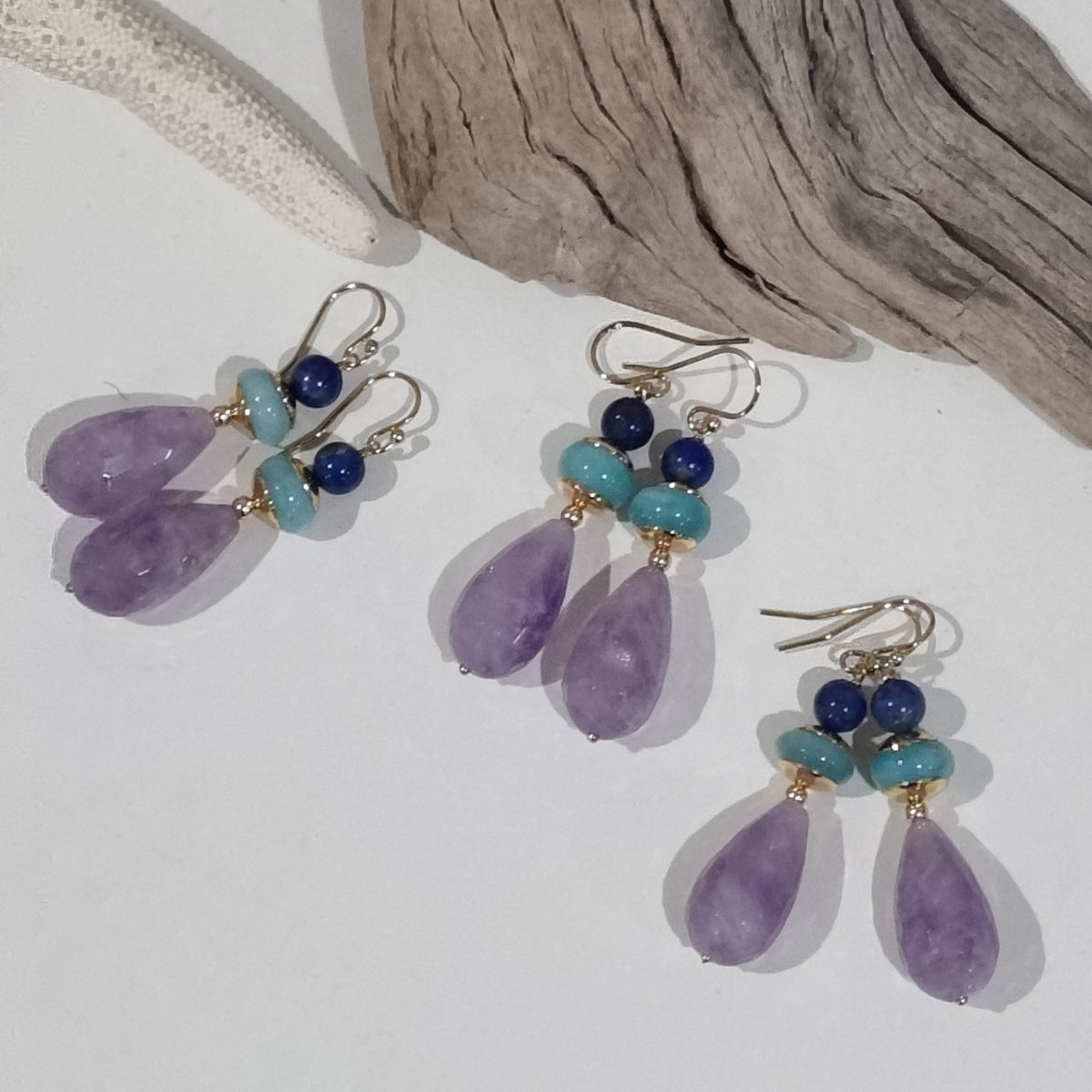 Tania Amethyst, Amazonite & Lapis Lazuli Earring