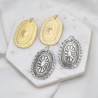 Azal Oval Sheild Matt Gold or Silver Earring