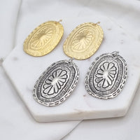 Azal Oval Sheild Matt Gold or Silver Earring