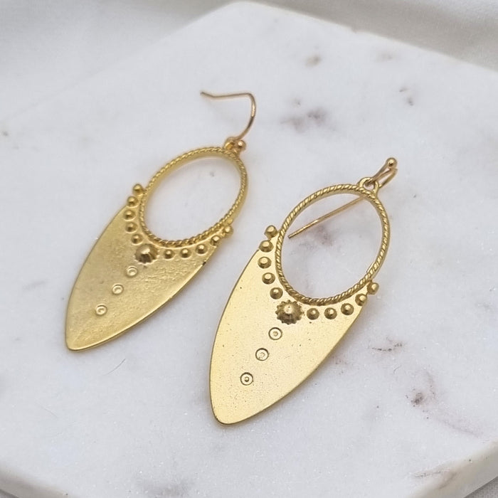 Azal Oval Multi Dot matt gold Earring