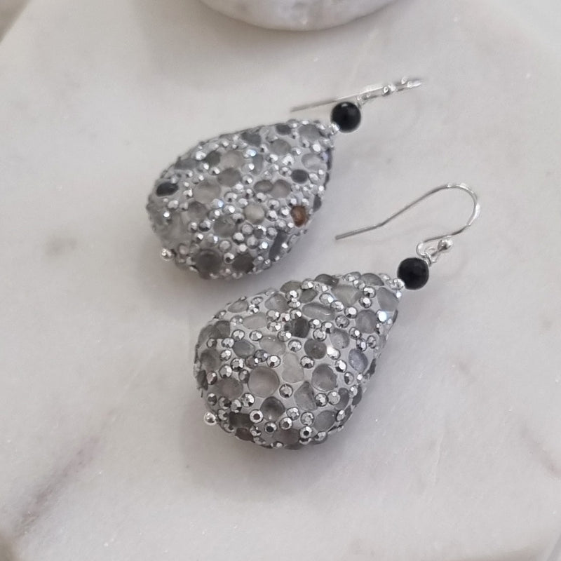 Labradorite and Spinel Sterling Silver Earrings