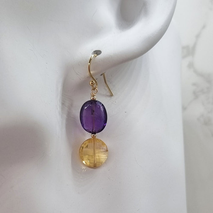 Bespoke Amethyst and Citrine Gold Filled Earrings