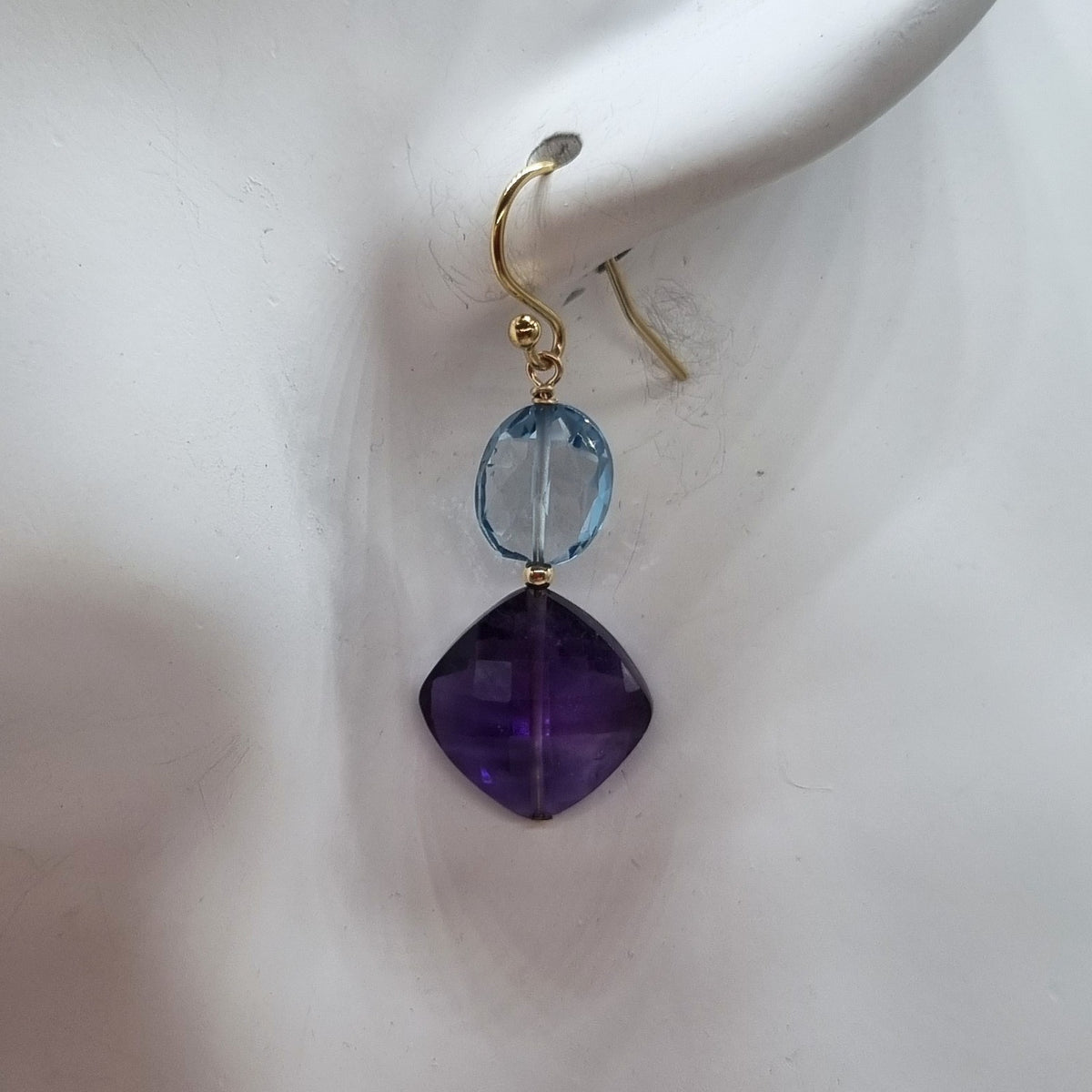 Bespoke Amethyst and London Blue Topaz Gold Filled Earrings