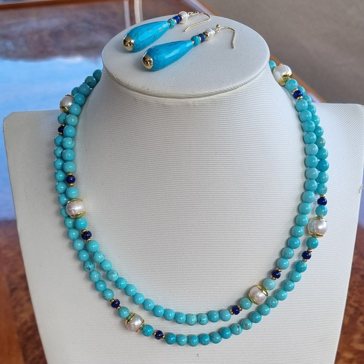 Camille Turquoise, Lapis Lazuli and Pearl Necklace