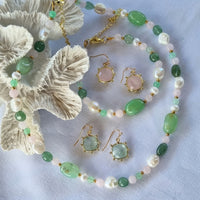 Serenity Chrysophase, Rose Quartz, Green Aventurine and Pearl Bracelet