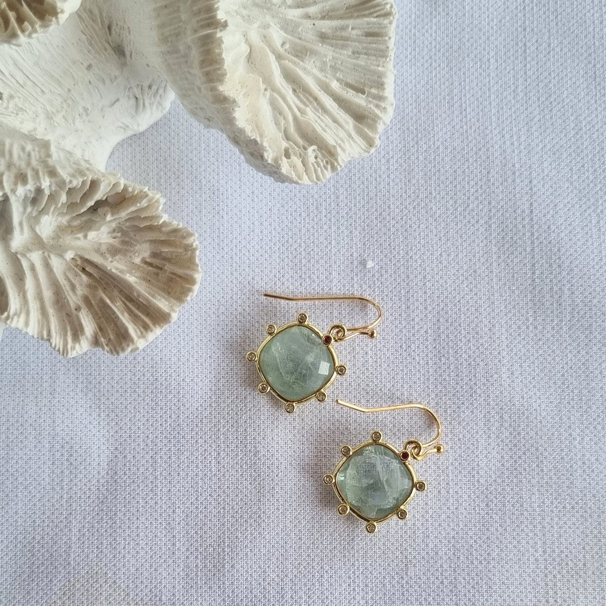 Serenity Rose Quartz or Green Fluorite Earrings