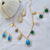 Treasured Charm Turquoise, Moonstone, Green Onyx and Pearl Necklace