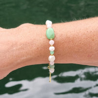 Serenity Chrysophase, Rose Quartz, Green Aventurine and Pearl Bracelet