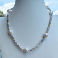 Pacifica Keshi Pearl and Blue Topaz Necklace