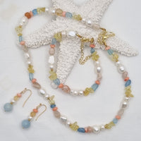 Serenity Citrine, Aquamarine, Coral and Pearl Bracelet