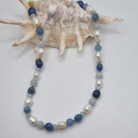 Serenity Aquamarine, Sodalite and Pearl Necklace