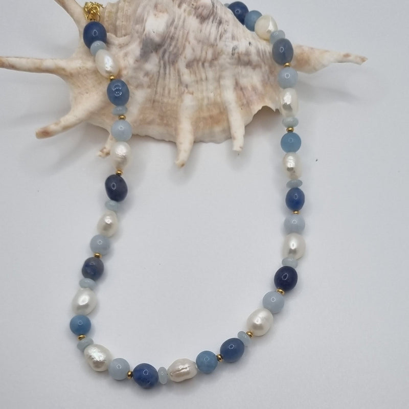 Serenity Aquamarine, Sodalite and Pearl Bracelet