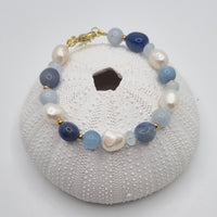 Serenity Aquamarine, Sodalite and Pearl Bracelet