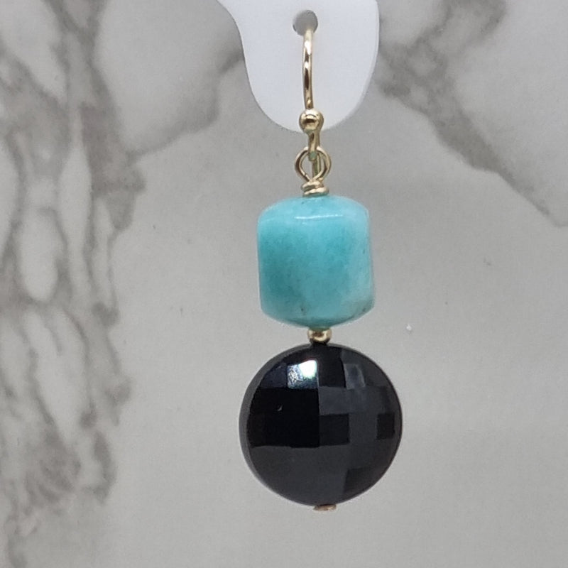 Bespoke Onyx and Amazonite Gold Filled Earrings