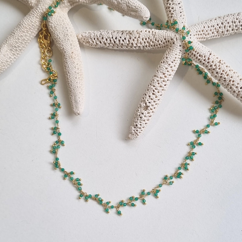 Raindrop multi drop Green Onyx necklace