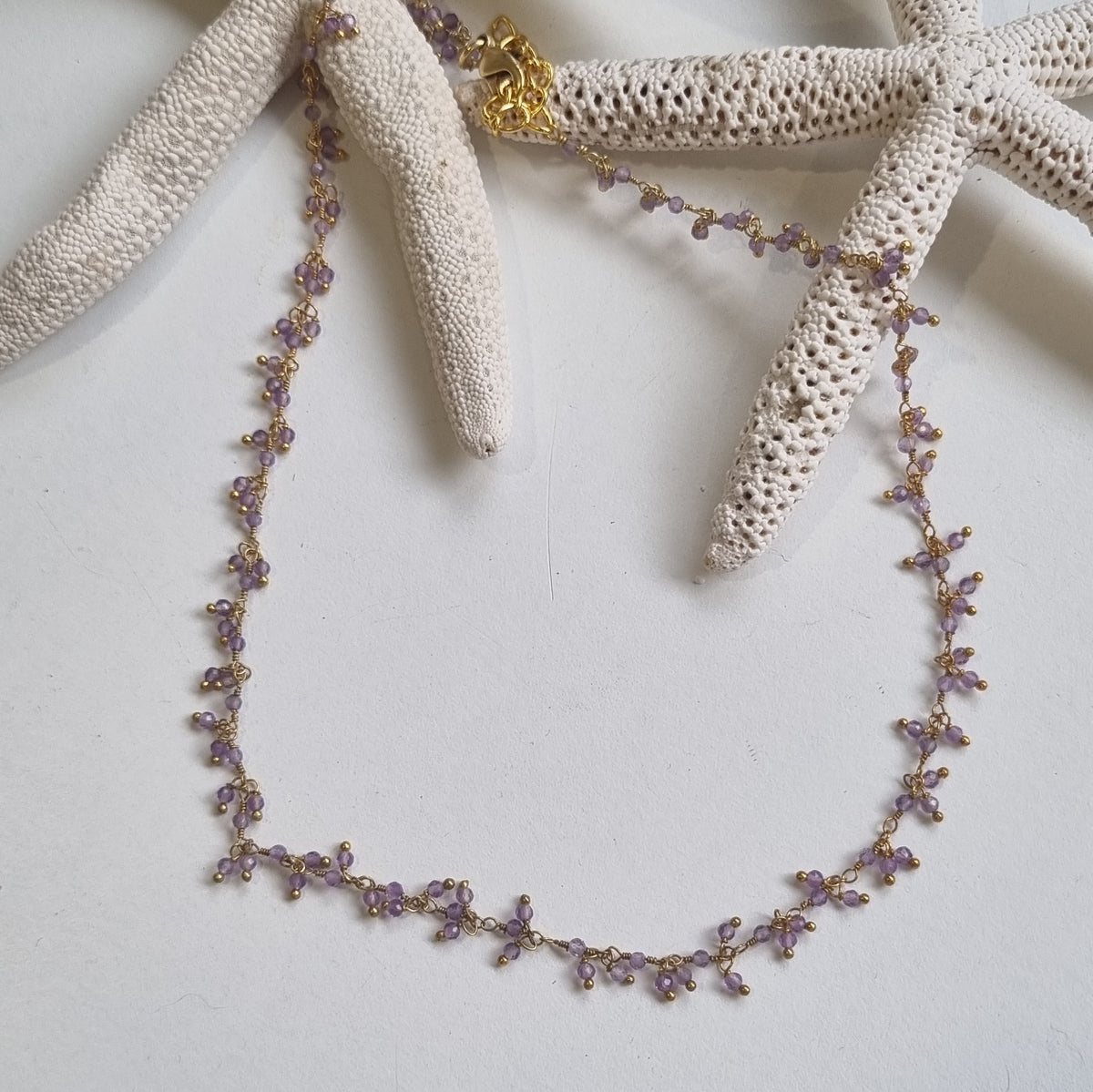 Raindrop multi drop Amethyst necklace